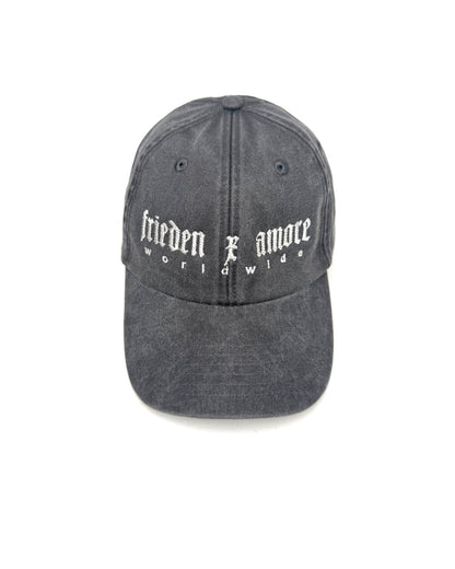 frieden × amore Cap – White on Washed Black