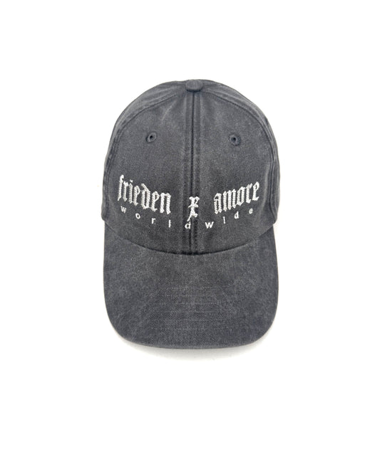 frieden × amore Cap – White on Washed Black
